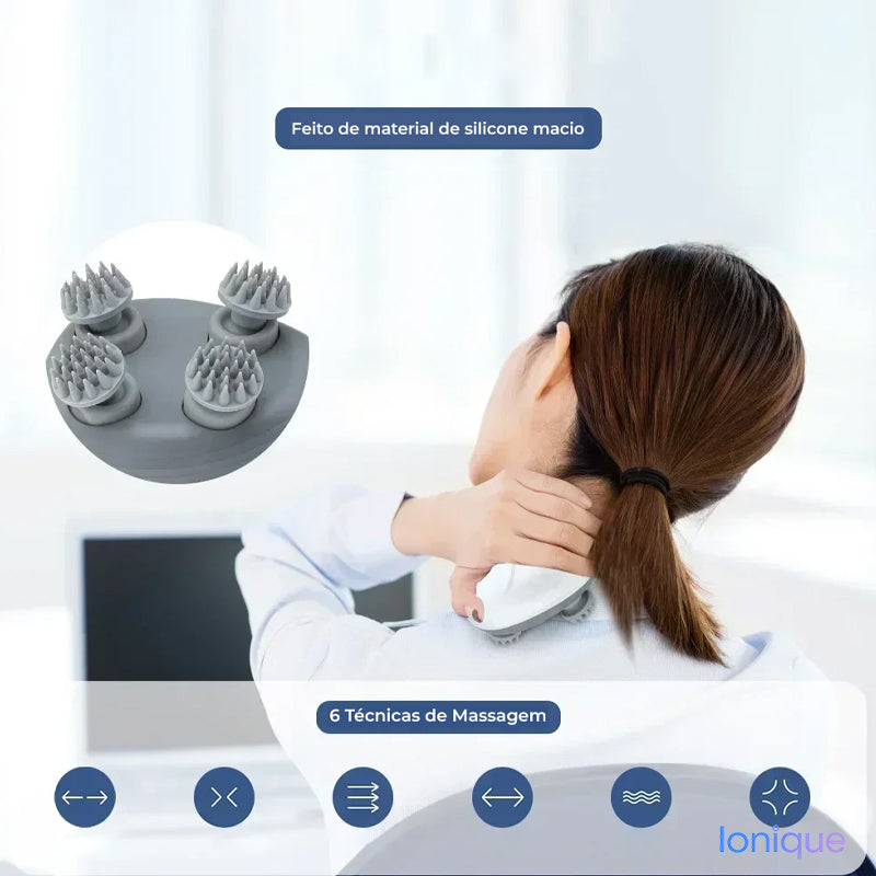 Ionique | Massageador de Couro Cabeludo com Luz Vermelha – Relaxamento & Circulação