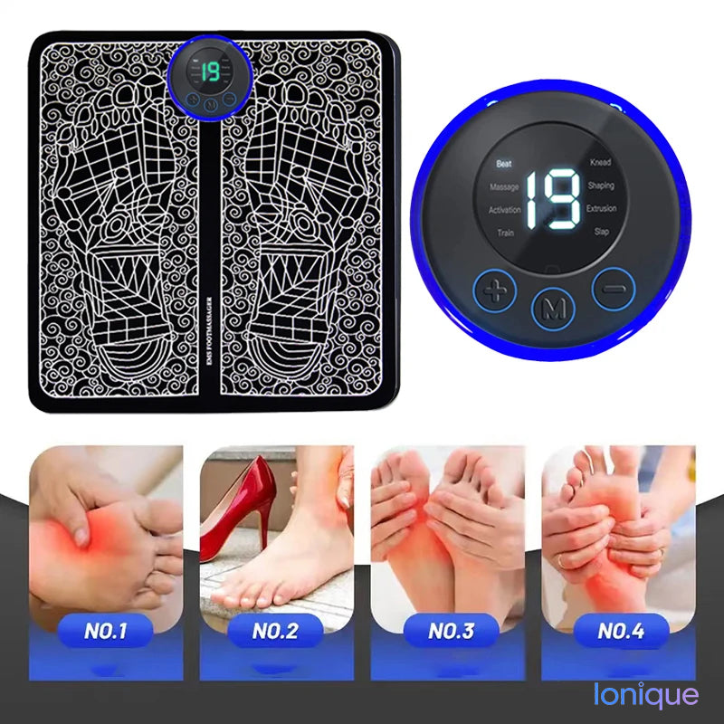 Ionique | Tapete Massageador de Pés EMS – Circulação Ativa & Alívio Instantâneo