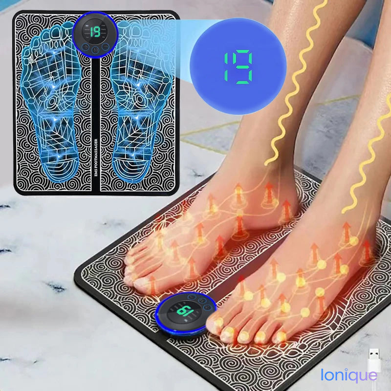 Ionique | Tapete Massageador de Pés EMS – Circulação Ativa & Alívio Instantâneo