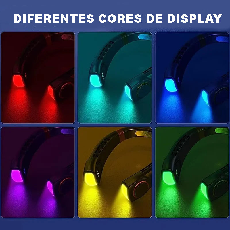 Ionique | Ventilador Portátil de Pescoço com LED – Refrigeração Sem Lâminas e 5 Velocidades