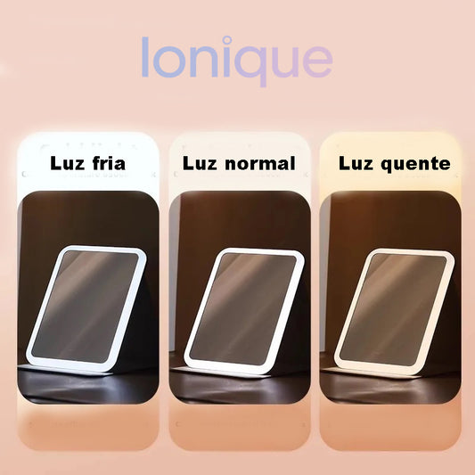 Ionique | TouchGlow 80 – Espelho LED Touch 3 Cores Dobrável & USB