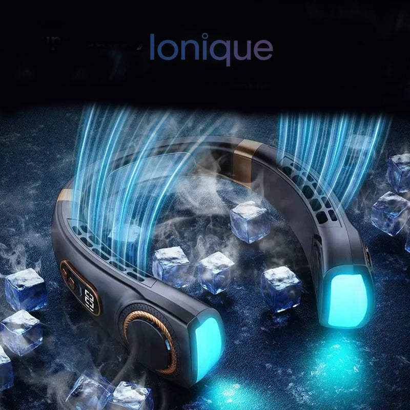 Ionique | Ventilador Portátil de Pescoço com LED – Refrigeração Sem Lâminas e 5 Velocidades