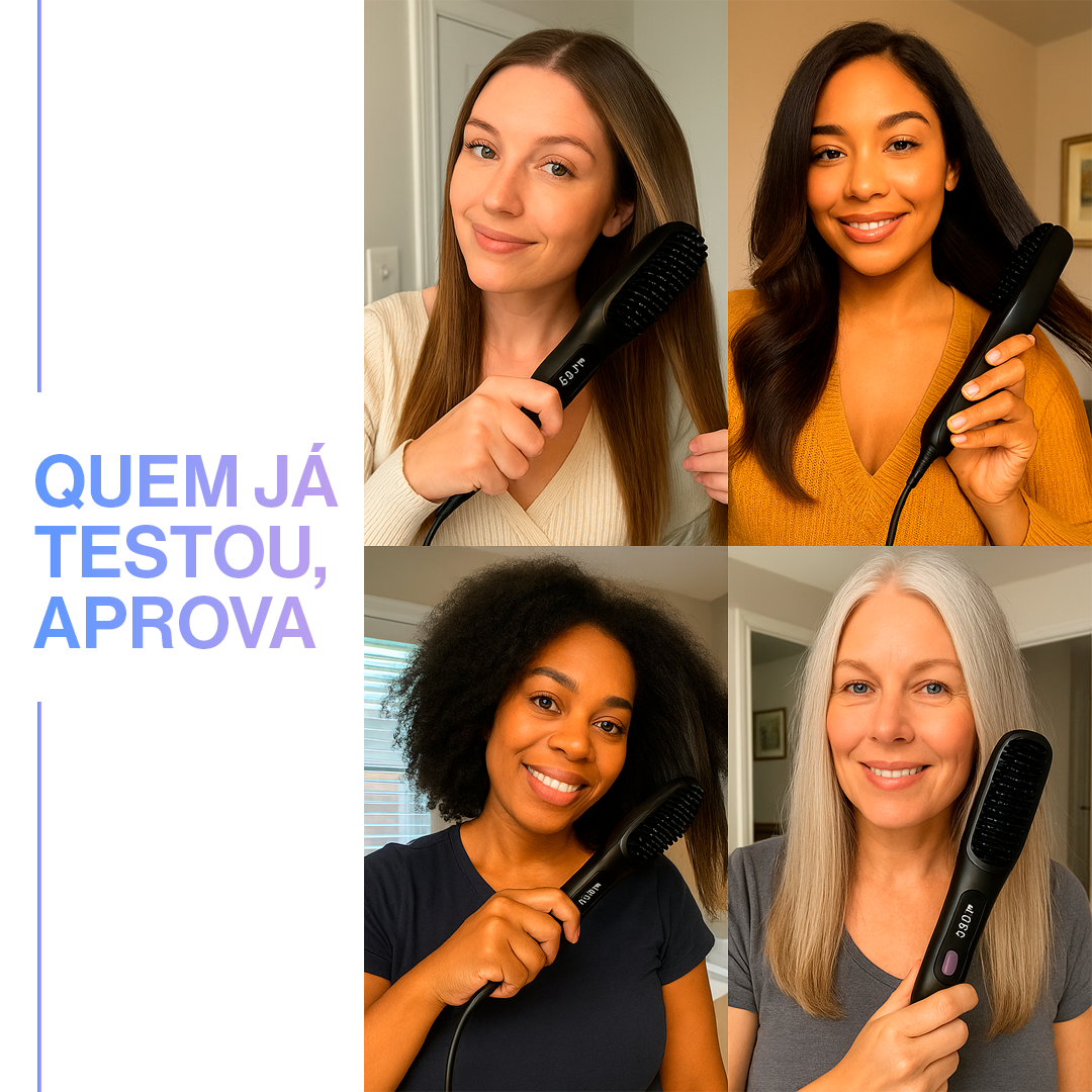 Ionique | Escova Alisadora Digital 3 Temps – Íons Negativos & Design Antiqueimadura