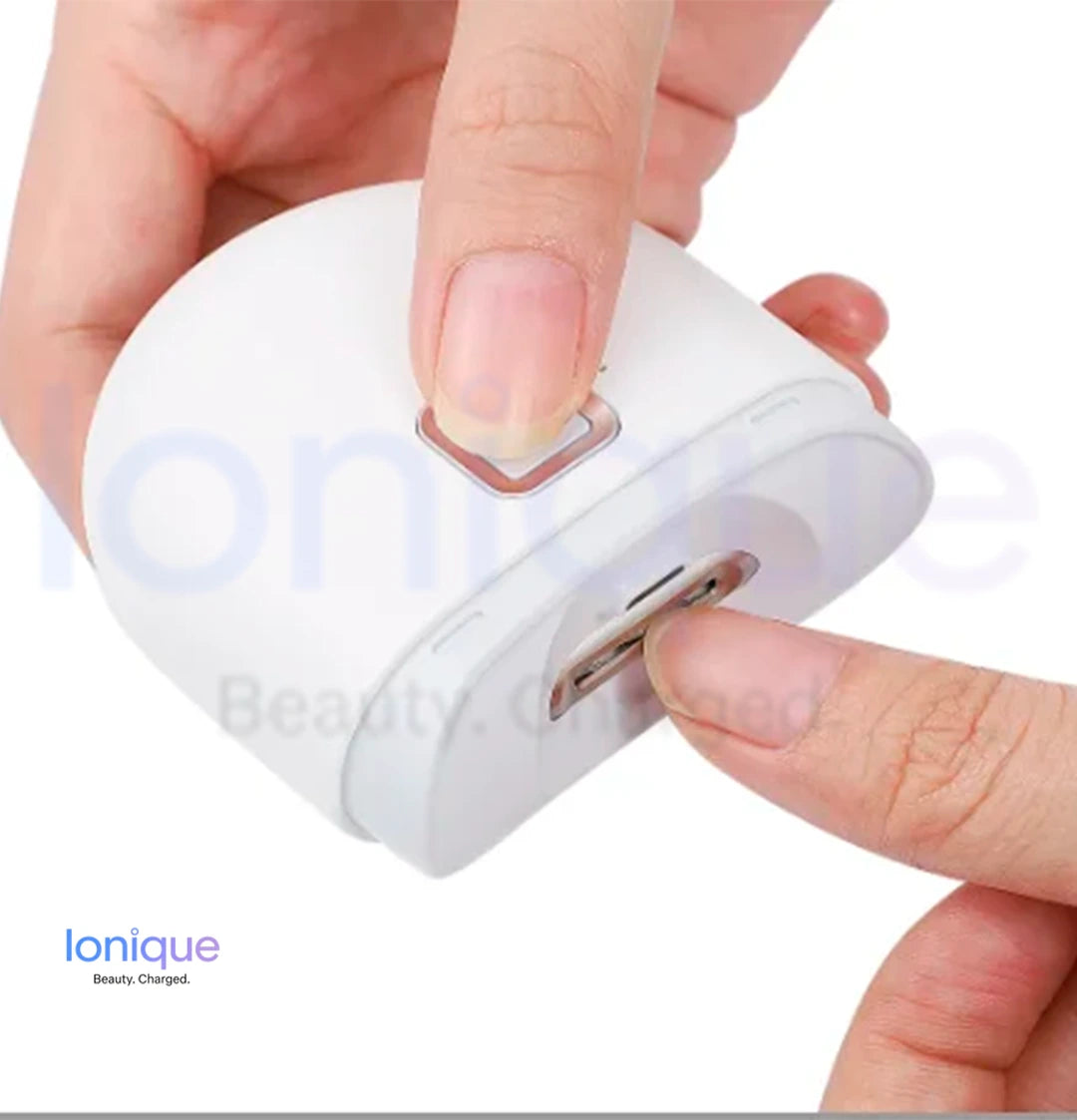 Ionique | 2‑em‑1 Cortador e Polidor Elétrico de Unhas – Recortador Automático com LED, Recarregável & Silencioso