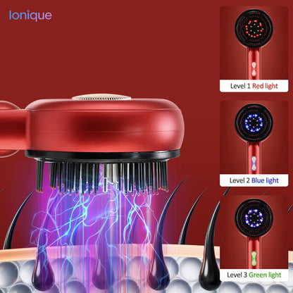Ionique | Massageador Capilar LuminaTouch – EMS, LED 660 nm & Sérum na Medida