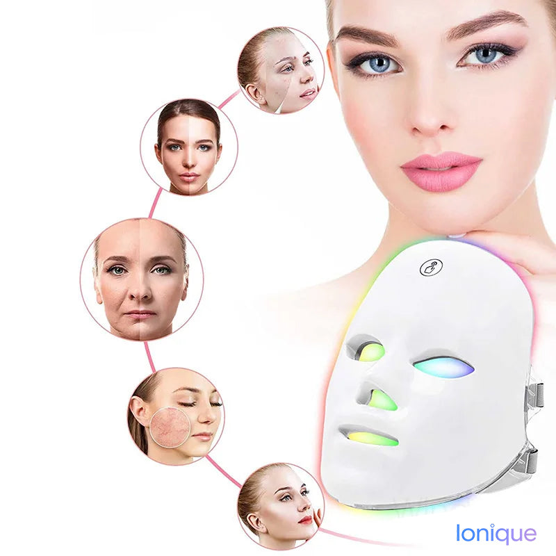 Ionique | Máscara Facial de LED 7 Cores – Rejuvenescimento & Acne Control