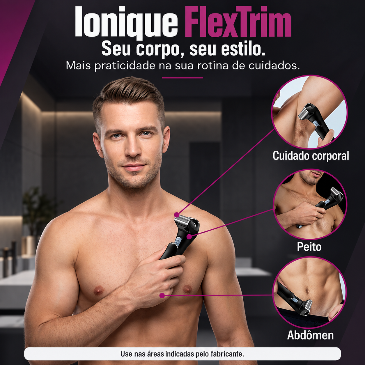 Ionique FlexTrim | Aparador Elétrico de Pelos para Costas e Corpo
