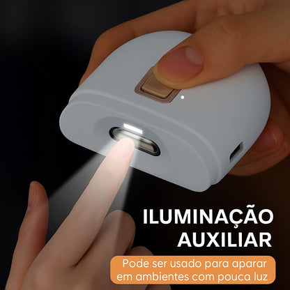 Ionique | 2‑em‑1 Cortador e Polidor Elétrico de Unhas – Recortador Automático com LED, Recarregável & Silencioso
