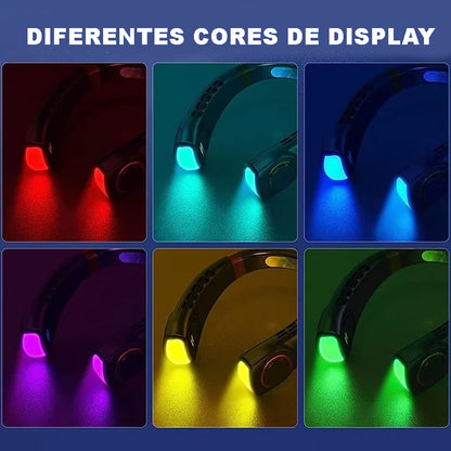 Ionique | Ventilador Portátil de Pescoço com LED – Refrigeração Sem Lâminas e 5 Velocidades