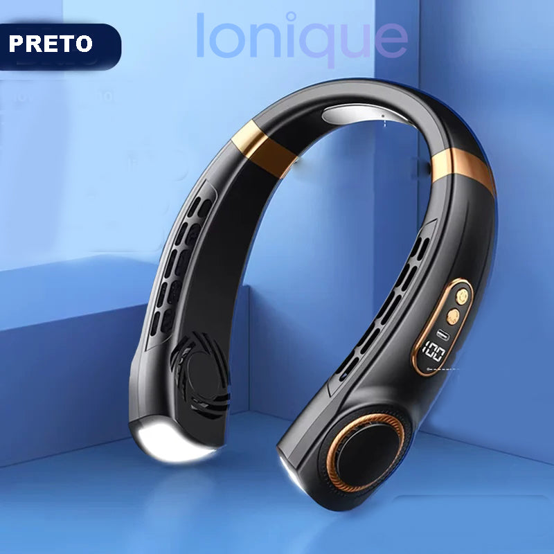 Ionique | Ventilador Portátil de Pescoço com LED – Refrigeração Sem Lâminas e 5 Velocidades
